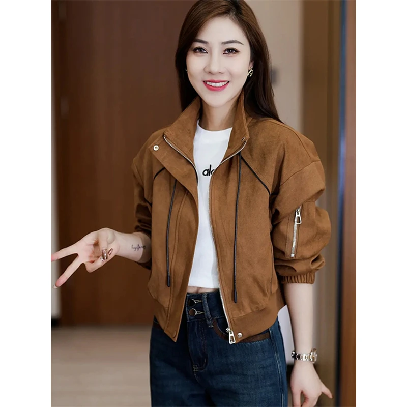 韩系复古皮夹棉短外套女秋冬季新款时尚夹克衫休闲百搭洋气上衣女