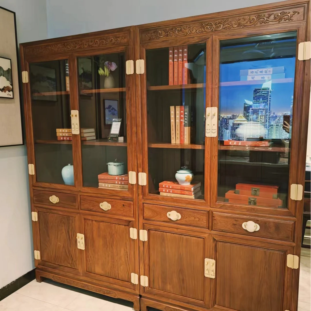 年年红新中式大果紫檀办公书柜双门简单书房（下单前联系客服）rtjg