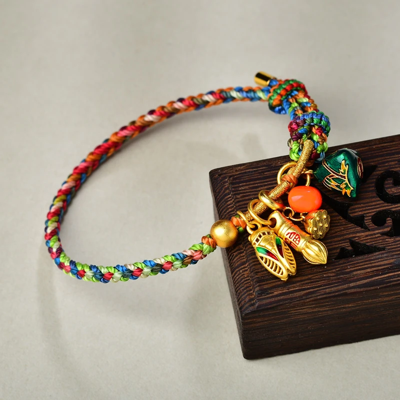 真安顺 非金属手链 中高考手链本命年红绳粽子文昌笔学生考试彩绳