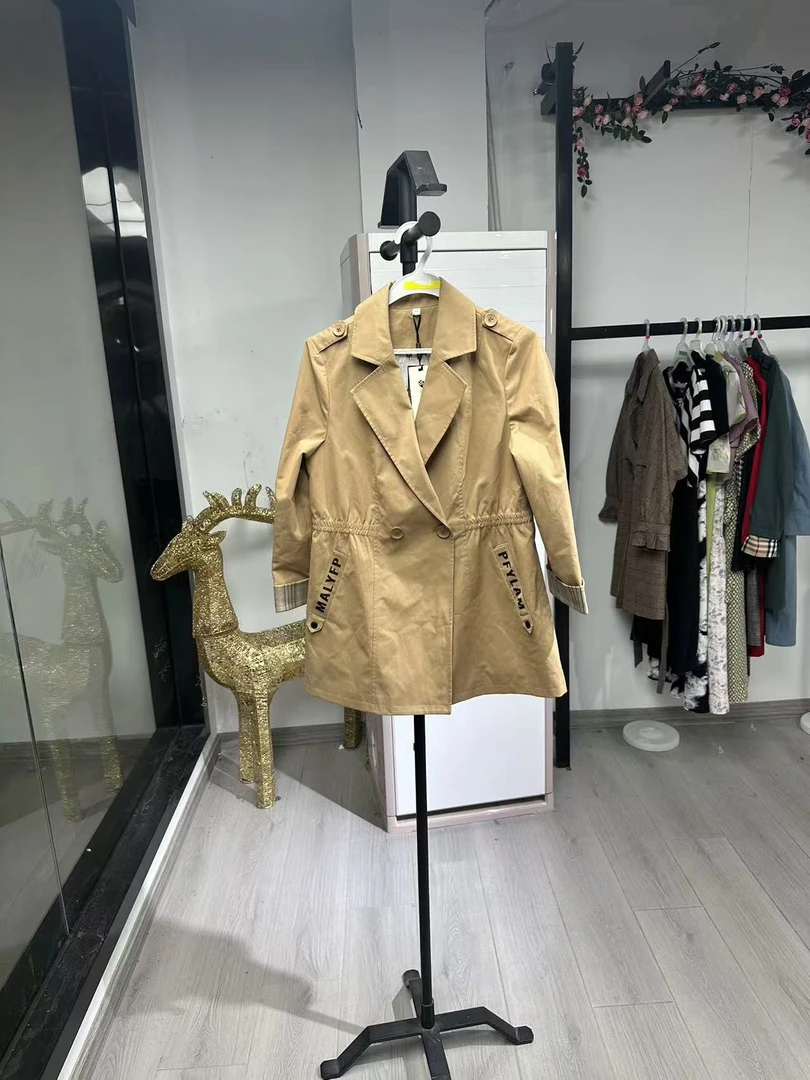 [W1101卡其色时尚百搭风衣外套]时尚气质减龄休闲风衣