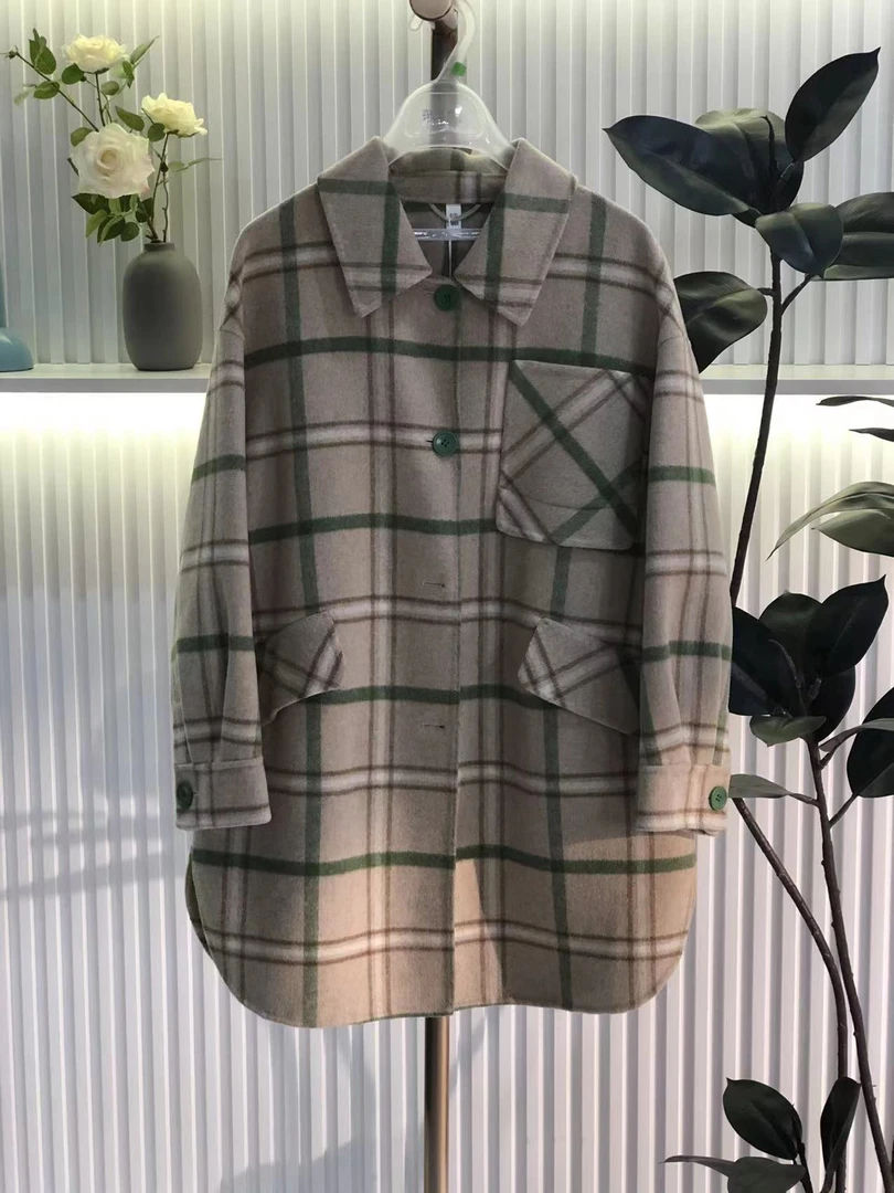 【W850绿条大衣外套】气质减龄大衣外套