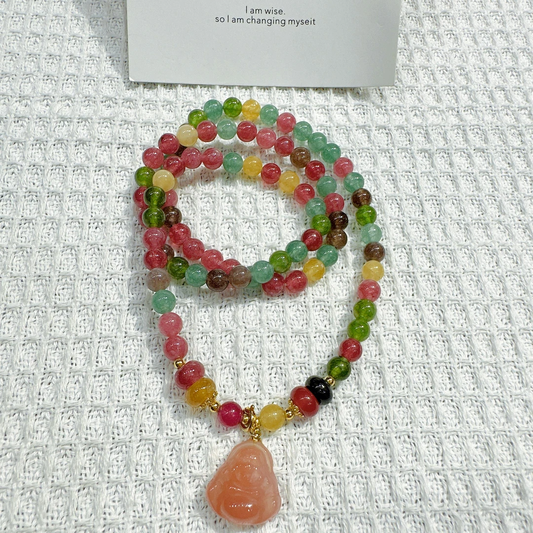 碧玺盐源佛公3圈手链