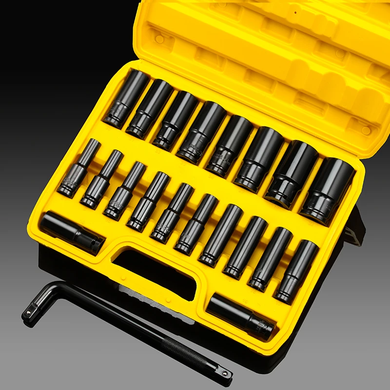 电动扳手套筒全套加长汽修大小飞内六角风炮套筒头组合套装