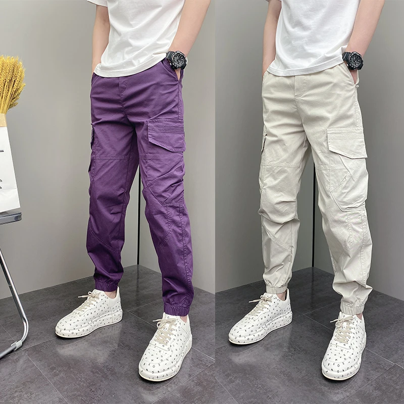 男裤夏季薄款潮流韩版痞帅高街工装裤青年美式宽松哈伦休闲裤子男