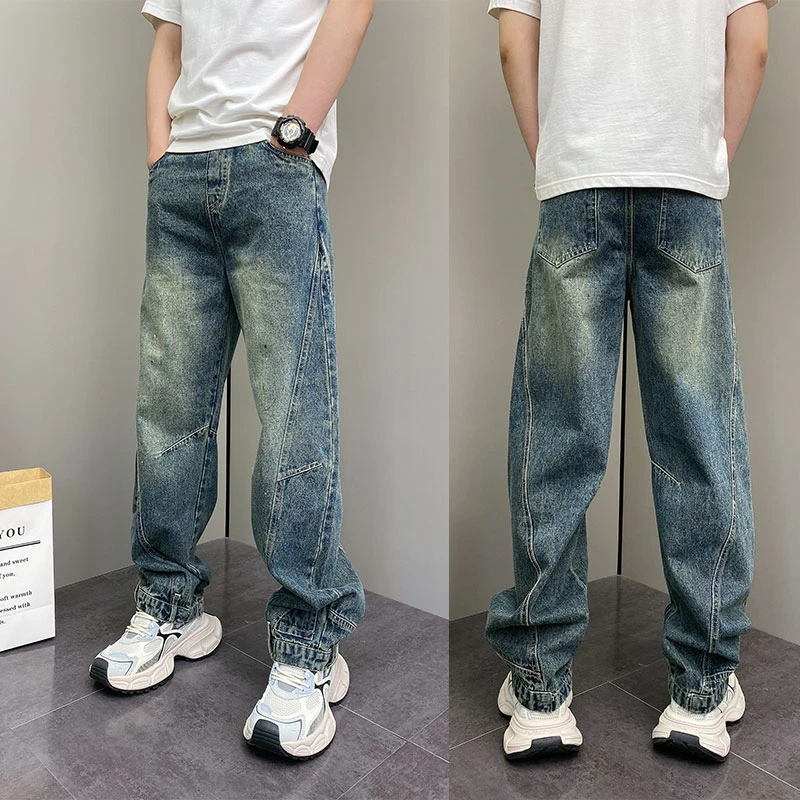 2024秋季潮流韩版户外长裤美式复古ins水洗牛仔裤男士痞帅直筒裤