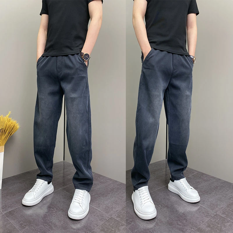 春秋时尚宽松ins休闲裤男士痞帅百搭弹力阔腿裤青年韩版户外长裤