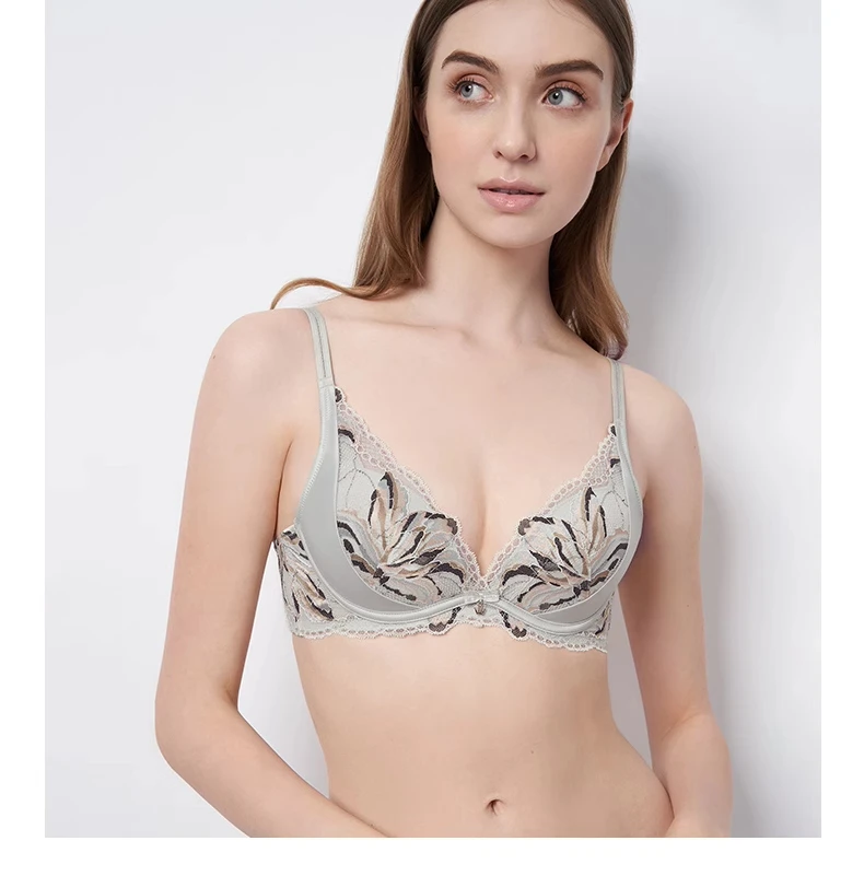 黛系列软钢圈深V款内置水袋上薄下厚性感聚拢文胸16-8793