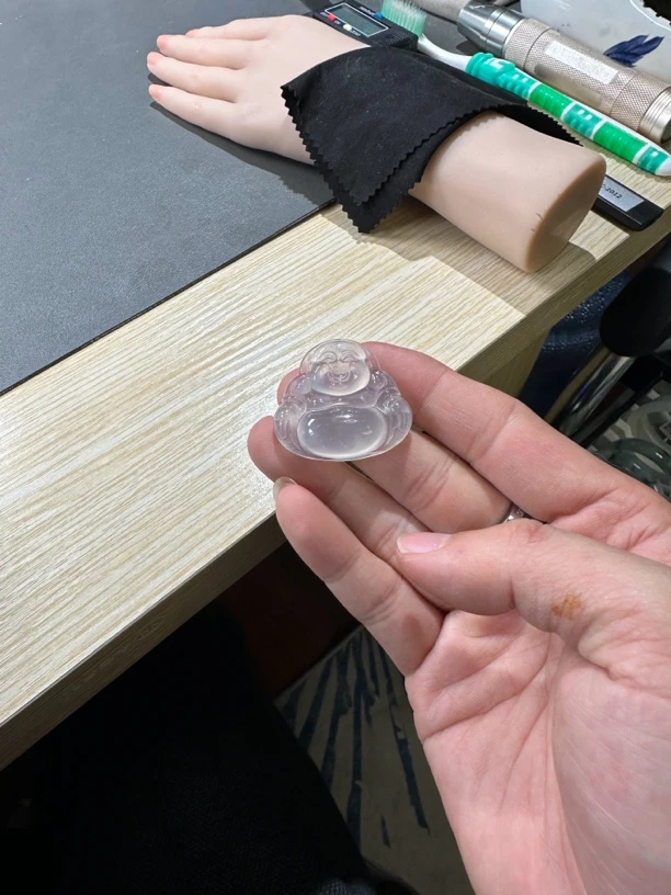 巴西冰飘白蓝玛瑙佛公