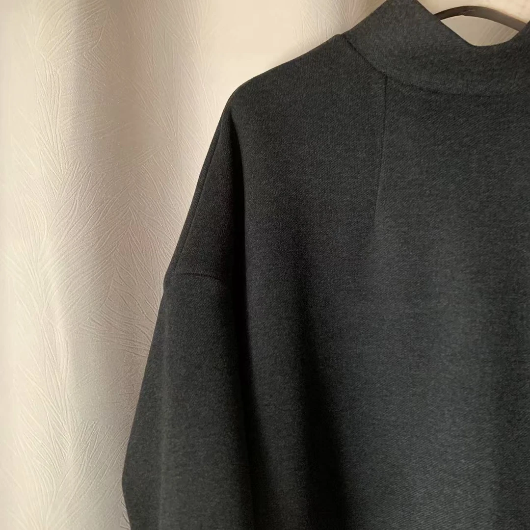 1127 简约韩版阔型半高领中袖宽松大码女上衣打底衫冬季新款