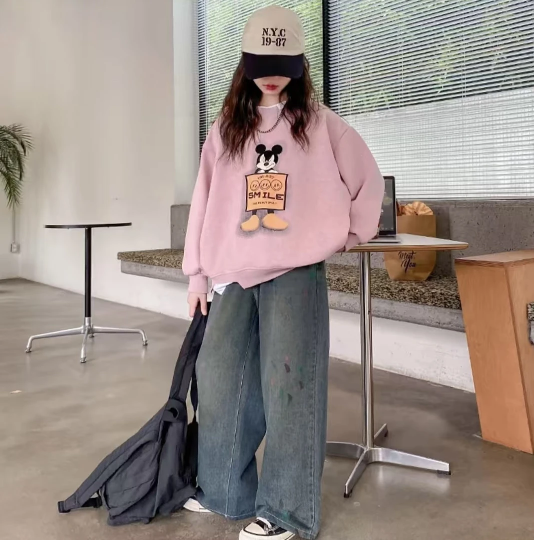 2024春秋新款宽松韩系百搭洋气时尚中大童中性秋季卫衣LP休闲