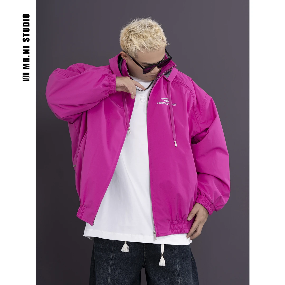 MR.NI/倪先生“明星出街”肯豆风气场全开可变立领棒球棉服夹克外套