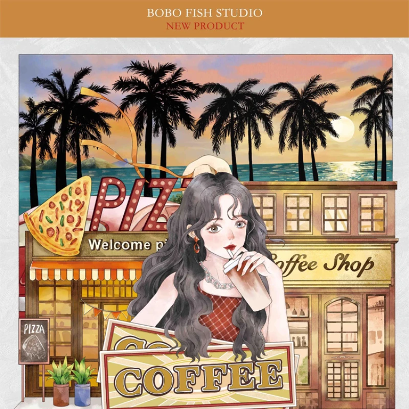 满18包邮BoBo鱼手账珍妮漫游记贝壳光分装特材拼贴流麻手帐胶带