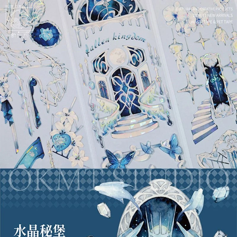 满18包邮OKMT新7天水晶秘堡贝壳光分装特材拼贴流麻手帐胶带