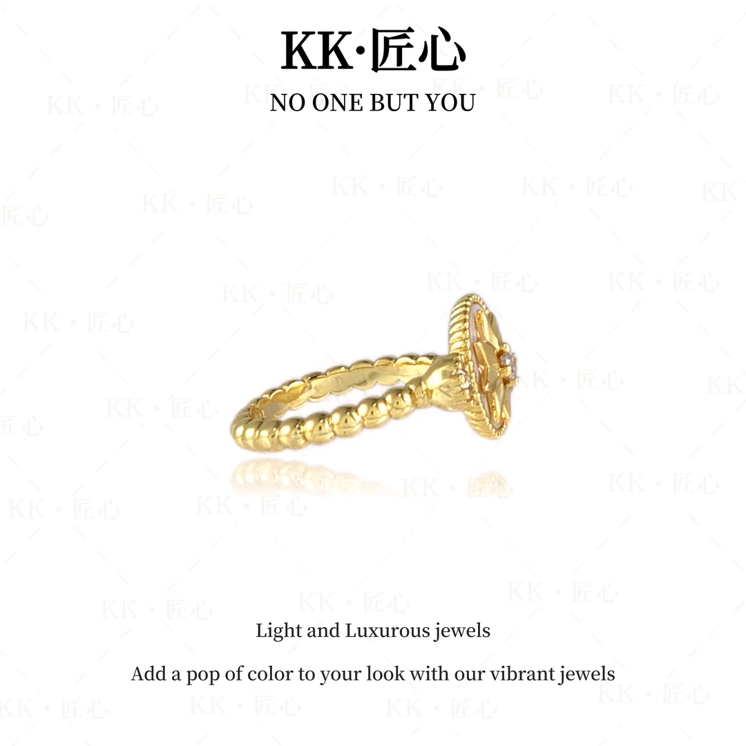 黄铜戒指 KK·匠心 星芒时尚百搭满钻气质轻奢开口戒指-1272