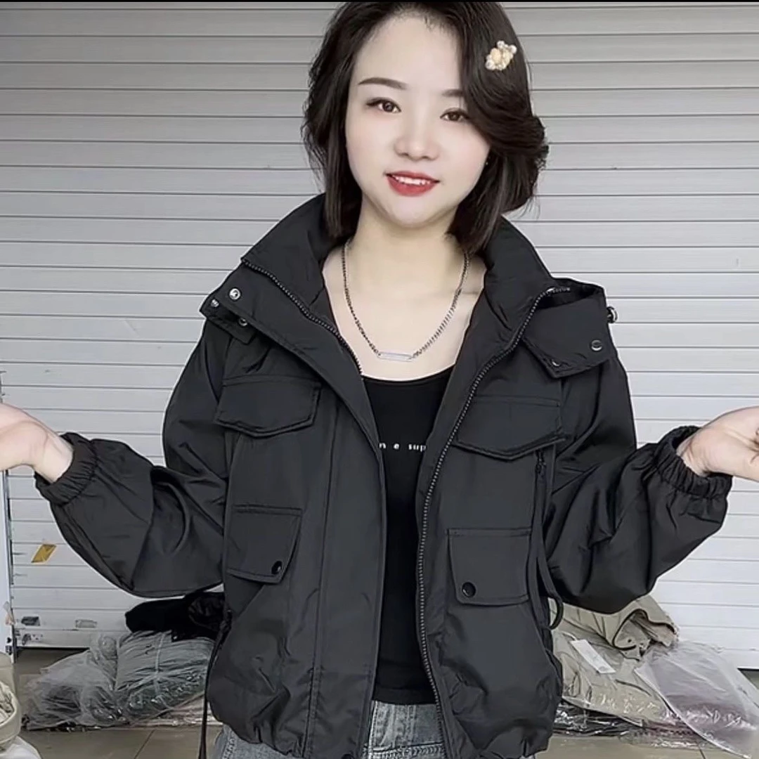 【正品】2025新款拉链连帽宽松冲锋衣外套夹克显瘦短款时尚休闲99