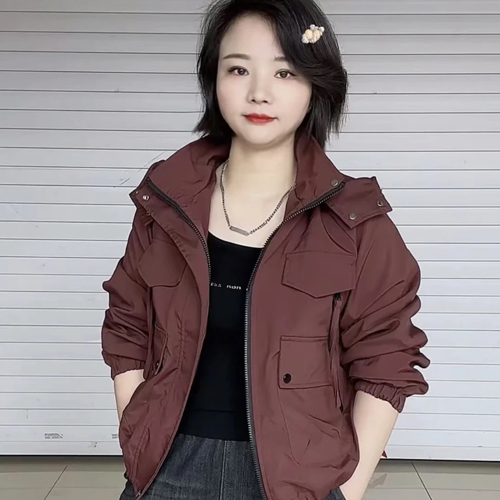 认准正品2025早秋上新连帽宽松拉链冲锋衣外套短款上衣时尚休闲