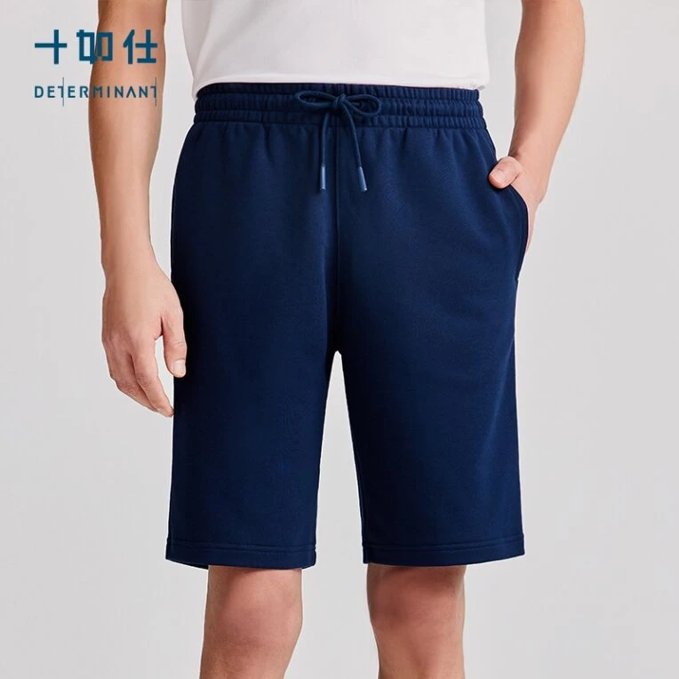 十如仕新疆棉系列B02短裤夏季男士休闲裤纯色直筒宽松系带五分裤