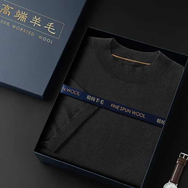 时尚男士针织打底羊毛衫商务圆领