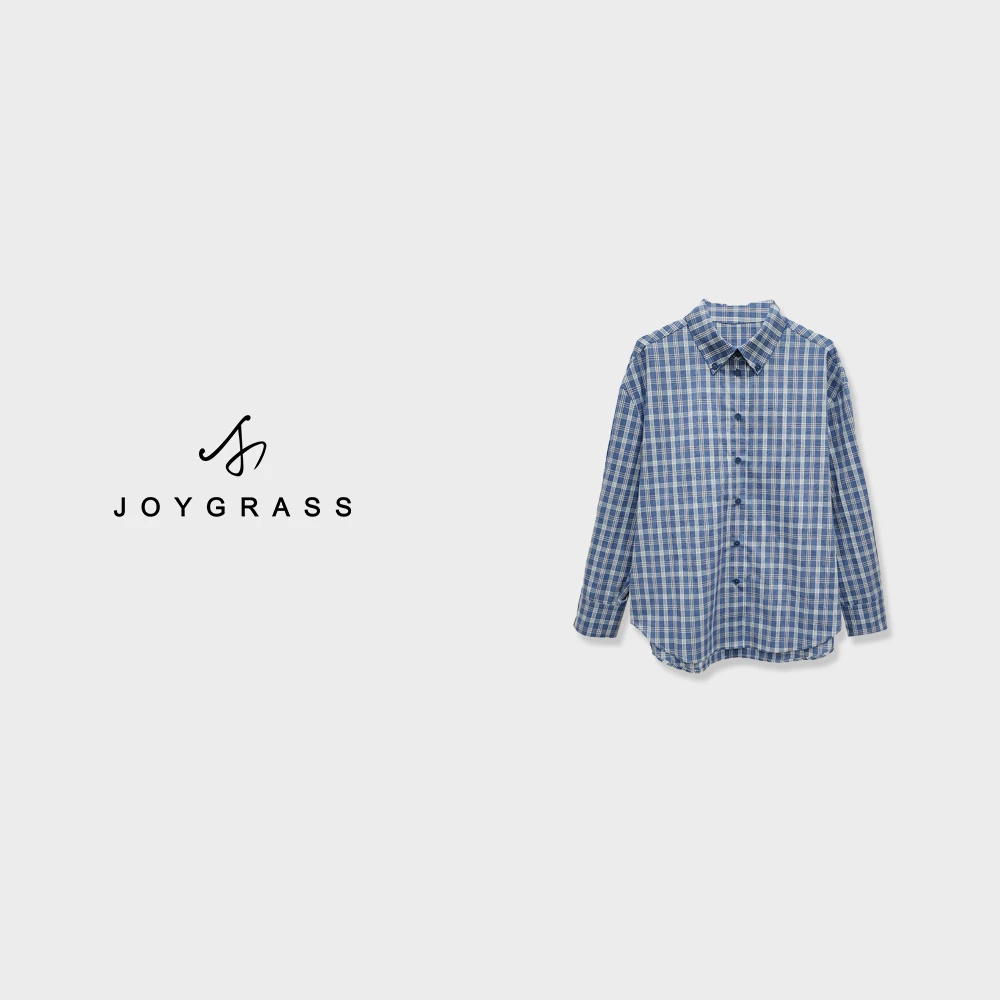 JOYGRASS(乔伊)女士简约百搭格子衬衫C-02935