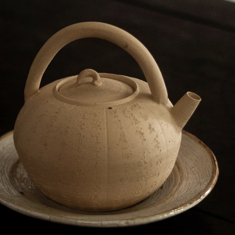 茶器汤沸潮州砂铫壶 提梁煮水壶 烧水壶凉炉原矿白泥炭炉 茶道