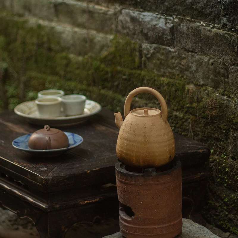 仿民国白泥仿古潮州砂铫壶工夫茶具定制提梁煮水壶烧水壶凉炉壶