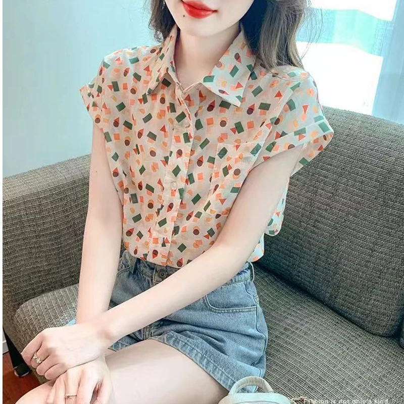 2024夏季新款气质衬衣女方块碎格POLO领印花设计感洋气减龄衬衫