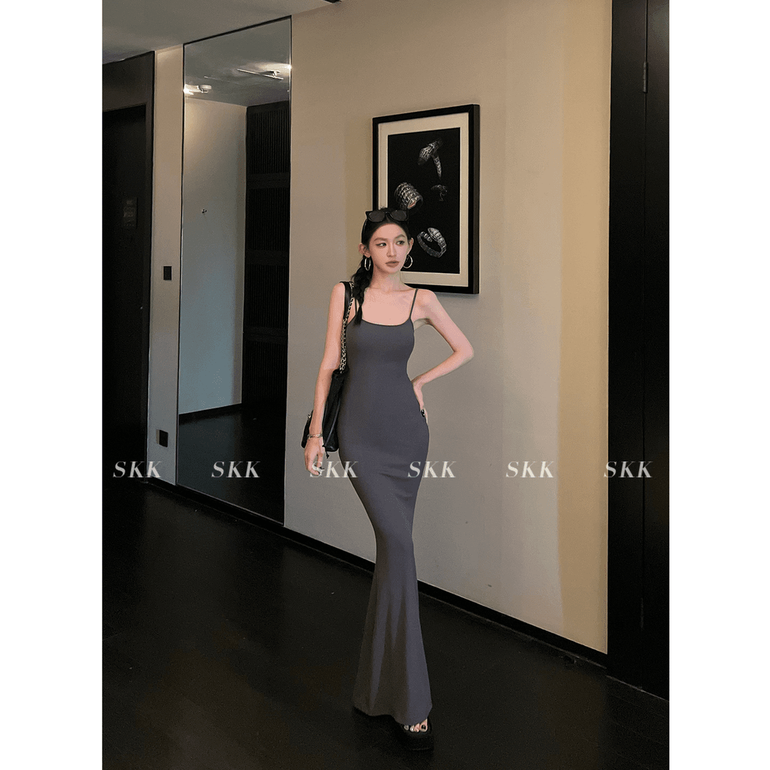 Skk 纯欲性感吊带连衣裙女夏辣妹Skims显瘦修身包臀裙气质长裙子