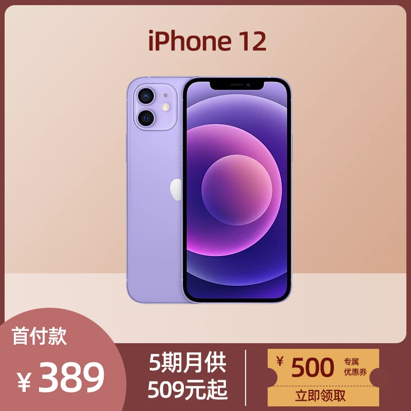 95新 Apple/苹果 原装正品iPhone 12 紫色5G全网通双卡苹果备用机