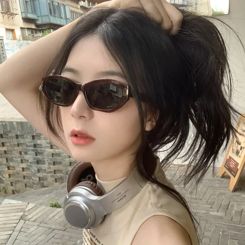 2024复古豹纹茶墨绿色可可镜猫眼gm墨镜女方圆脸显瘦高级感太阳镜