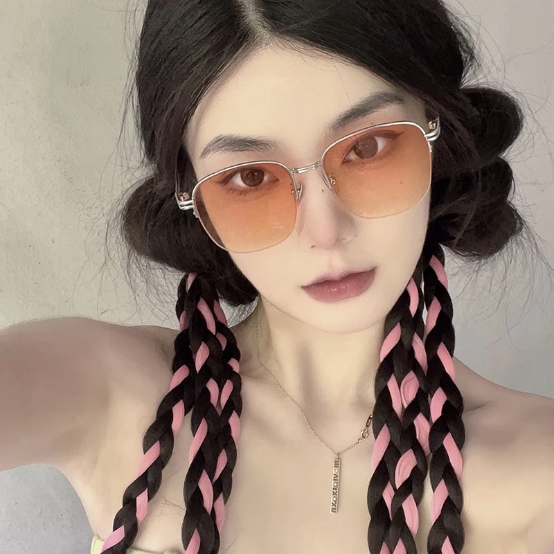 金丝多边形大框渐变粉橘红网红墨镜女潮韩版少女系太阳镜高级质感