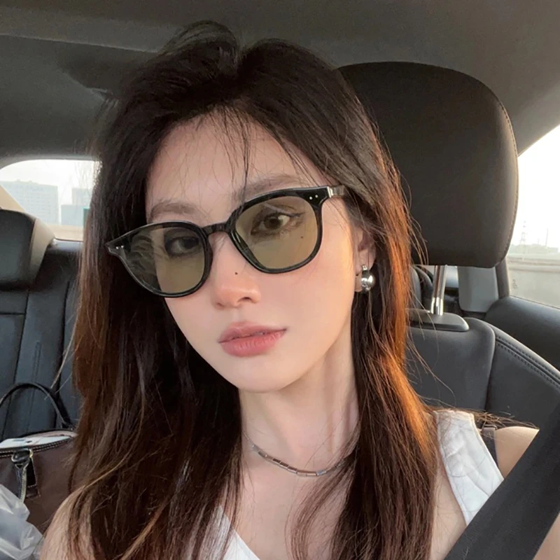 黑框绿色gm墨镜女士高级感ins网红款潮大脸显瘦防紫外线太阳眼镜