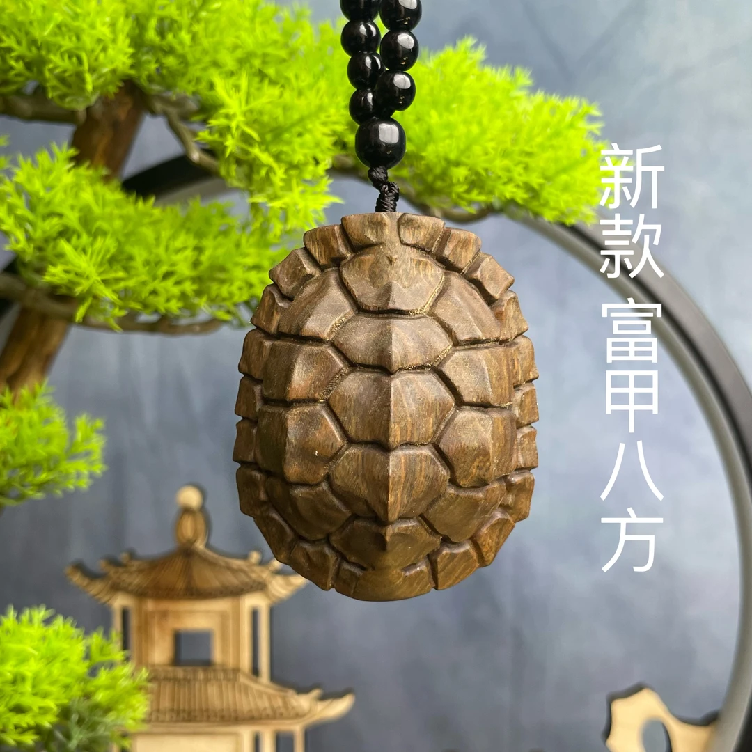龟壳【富甲天下】创意木雕手把件精雕层次把玩件香木9