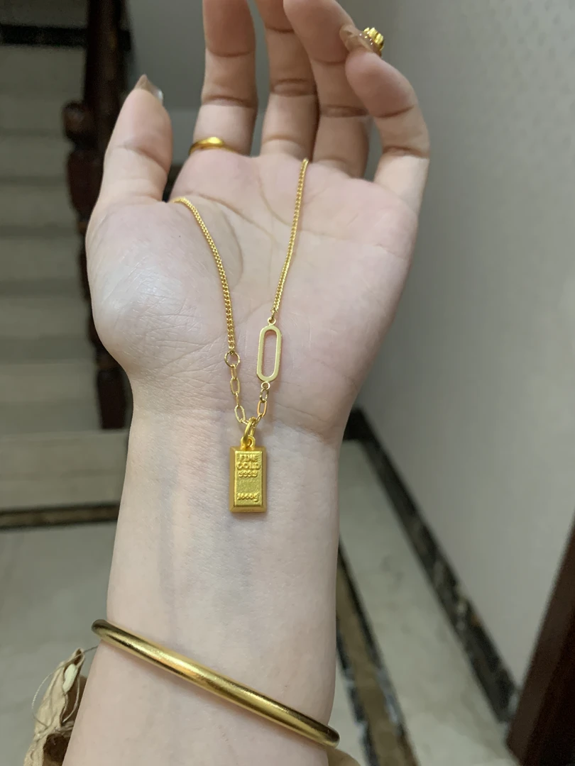 铜合金项链 小砖砖项链百搭时尚饰品吊坠