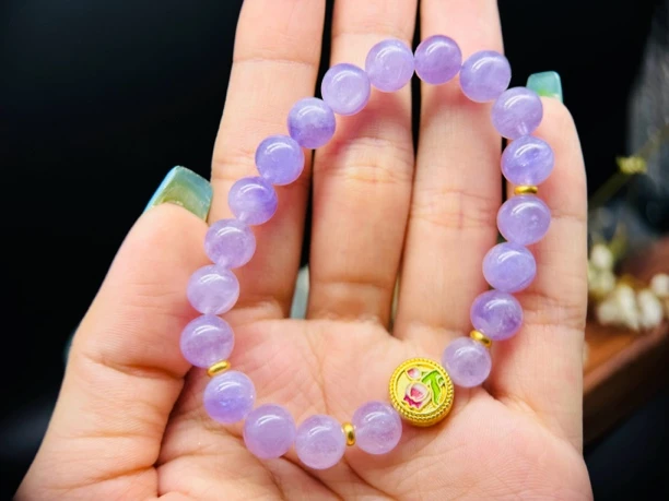 铜合金手链 郁金香紫色水晶手链手串简约甜美显白