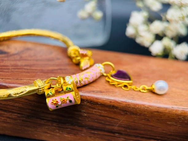 铜合金手链 可调节配饰国潮饰品素款手工金手链手串