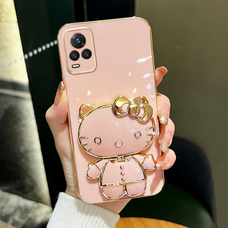 适用vivos7手机壳VIVOS7t新款猫咪补妆镜支架保护套防摔网红女款