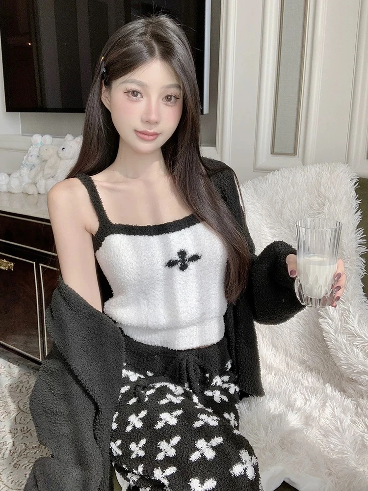 【奶香啵啵】设计感甜美软绵绵睡衣可外秋冬新款加厚家居服套装