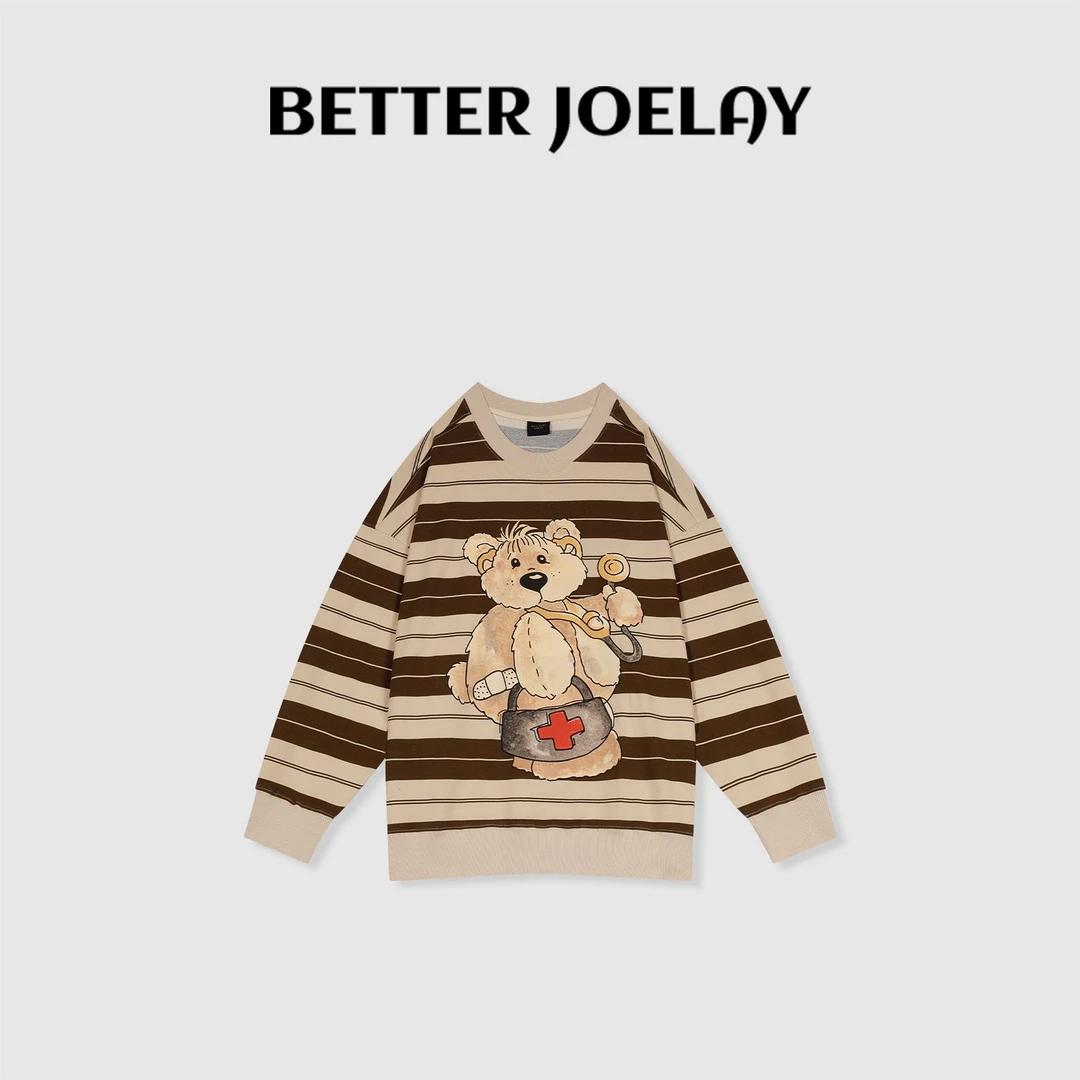 BETTER JOELAY -【小熊医生】时尚圆领套头卫衣宽松百搭休闲KH0968