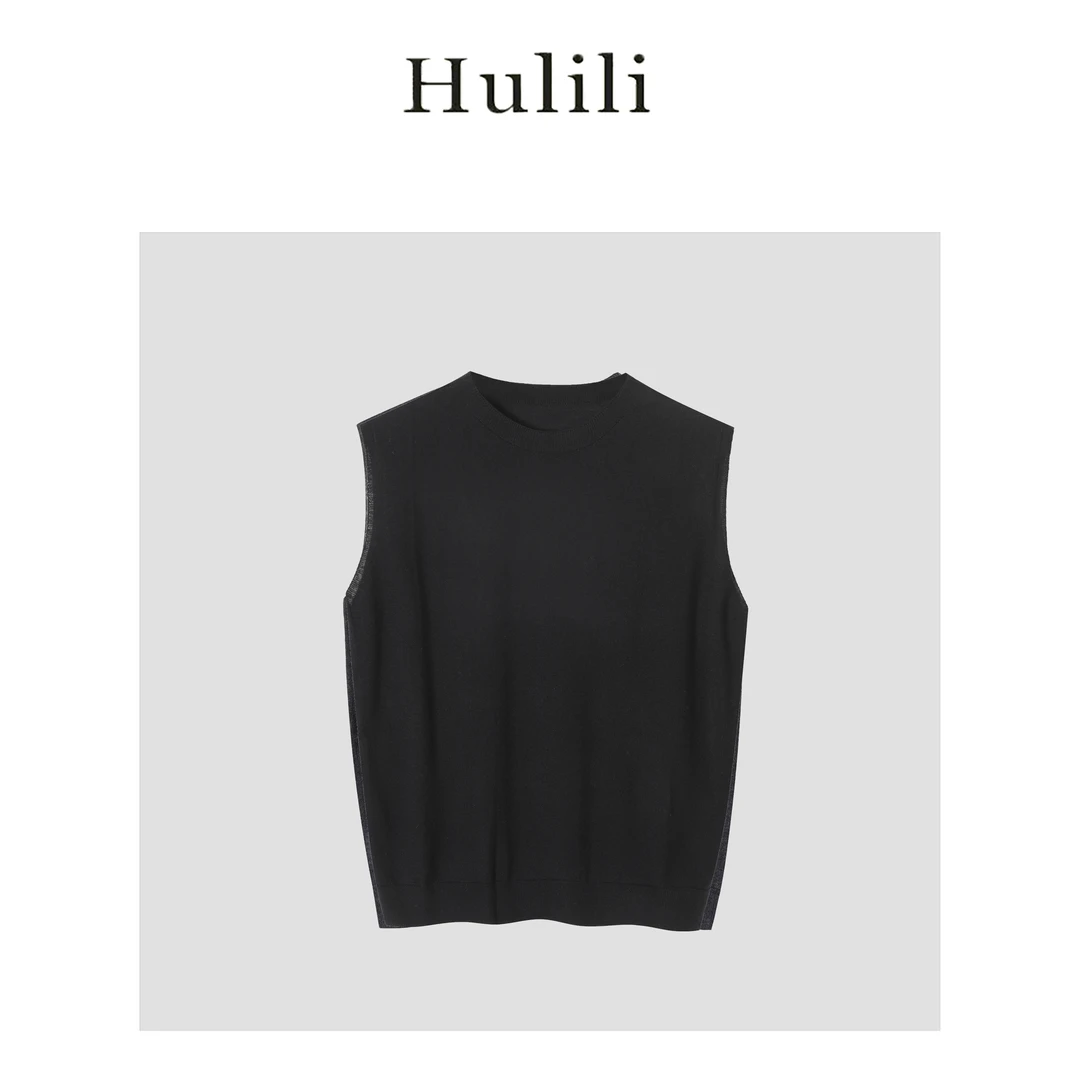 【Li·Li】“细密入微 柔滑如绵”通勤经典圆领纯色无袖针织背心S-6001