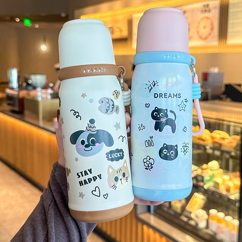 三饮保温杯高颜值316不锈钢子弹头水杯卡通便携户外水杯保温杯