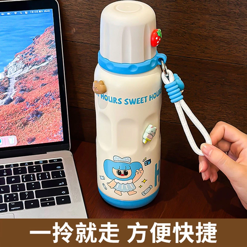 大容量保温杯女生简约316水杯女2024新款高颜值运动双饮吸管杯子