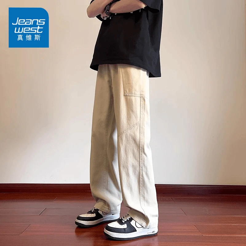 Jeanswest/真维斯美式工装裤男夏季新款高街潮牌宽松直筒休闲裤男