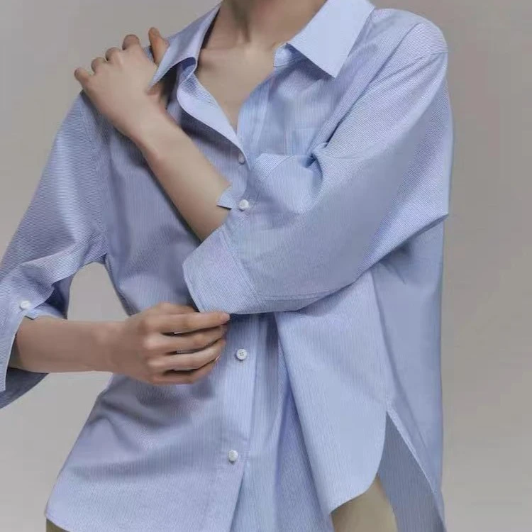 SS23980  条纹半袖设计师衬衫