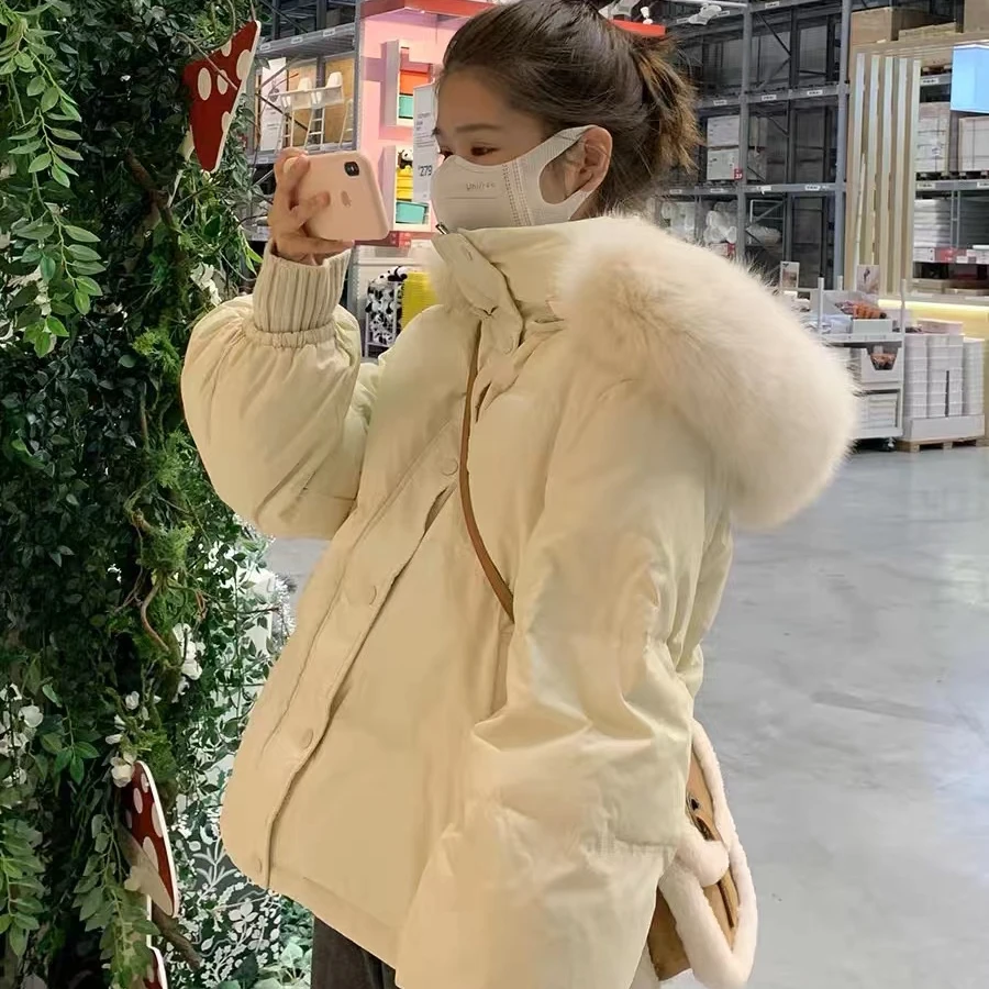 【叶子的专享】大毛领羽绒服时尚连帽宽松冬季外套  zj1808