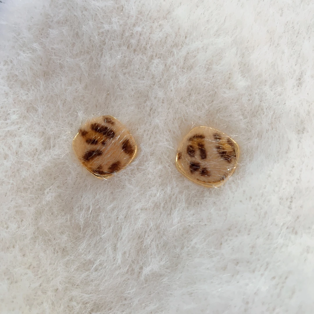 铜合金耳饰 37号咖色豹纹气质时尚可爱百搭宝宝复古毛绒
