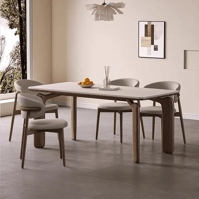 香幂北欧实木餐桌长方形家用胡桃木色现代简约轻奢哑光饭桌极简