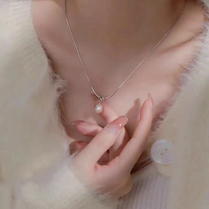 铜合金仿珍珠项链 轻奢小众绳结仿珍珠项链MMPP001