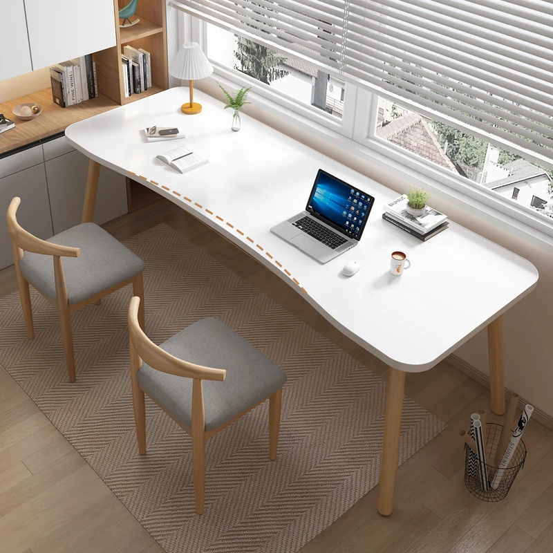 北欧弧形台式电脑家用学习办公写字桌卧室出租房简易书桌学生桌子