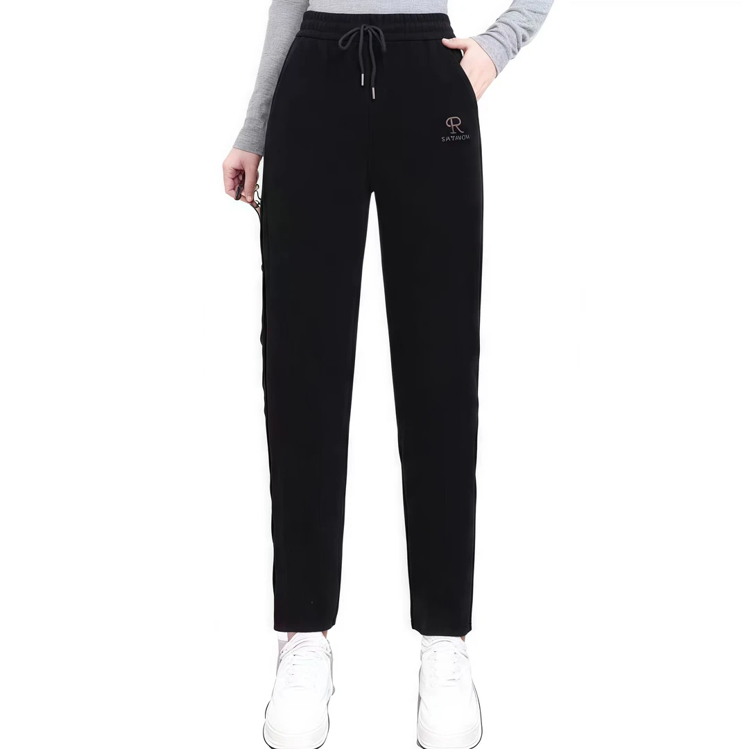 806-黑色-冬季加绒-户外休闲百搭舒适加绒冬季纯色外穿小脚裤