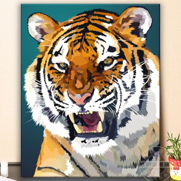 黄色狐狸手绘数字油画diy填色绘画手工定制装饰画解压治愈系绘画